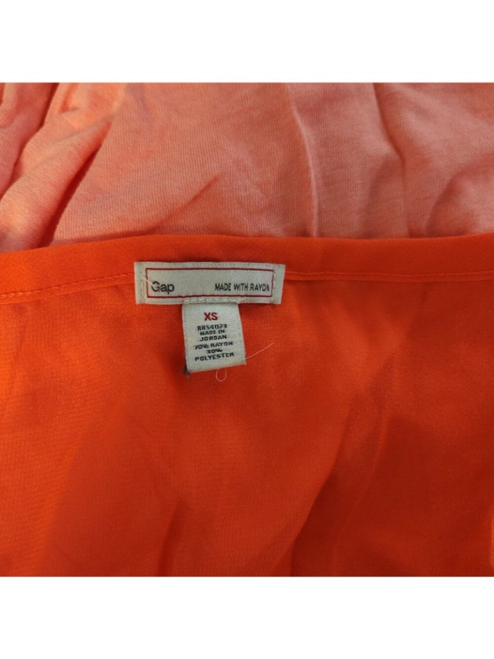 GAP Peach Orange Accent Boat Nck 3/4 Slv Blouse Shirt Top Womens XS XSMALL USED - Picture 5 of 5
